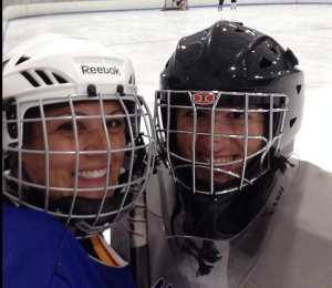There is always time for a selfie during hockey.